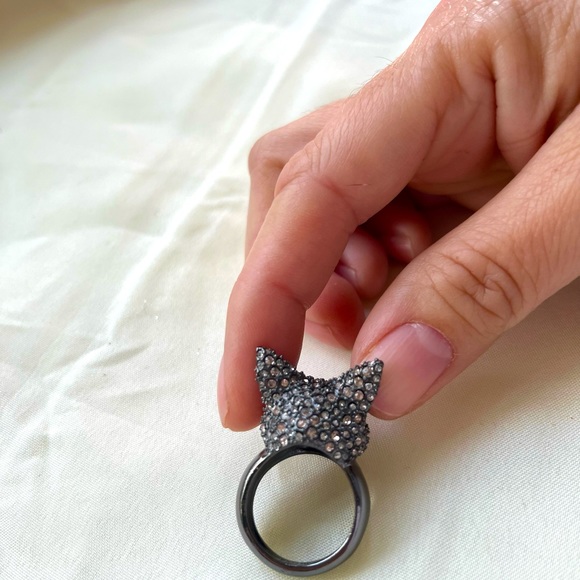 🩶NEW ALEXIS BITTAR GUNMETAL FOX CRYSTAL RING 7 - Picture 6 of 6